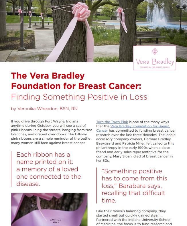 The Vera Bradley Foundation for Breast Cancer: Finding Something Positive in&nbsp;Loss